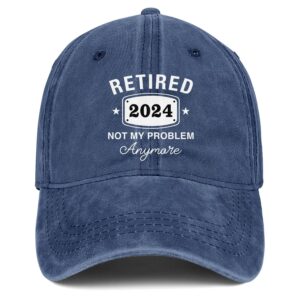 retirement gifts for men women hat retired 2024 not my problem anymore baseball cap blue