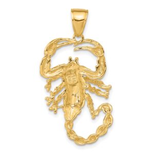 Jewelplus 14K Yellow Gold Solid 39x19mm Polished Open-Back Scorpion Pendant