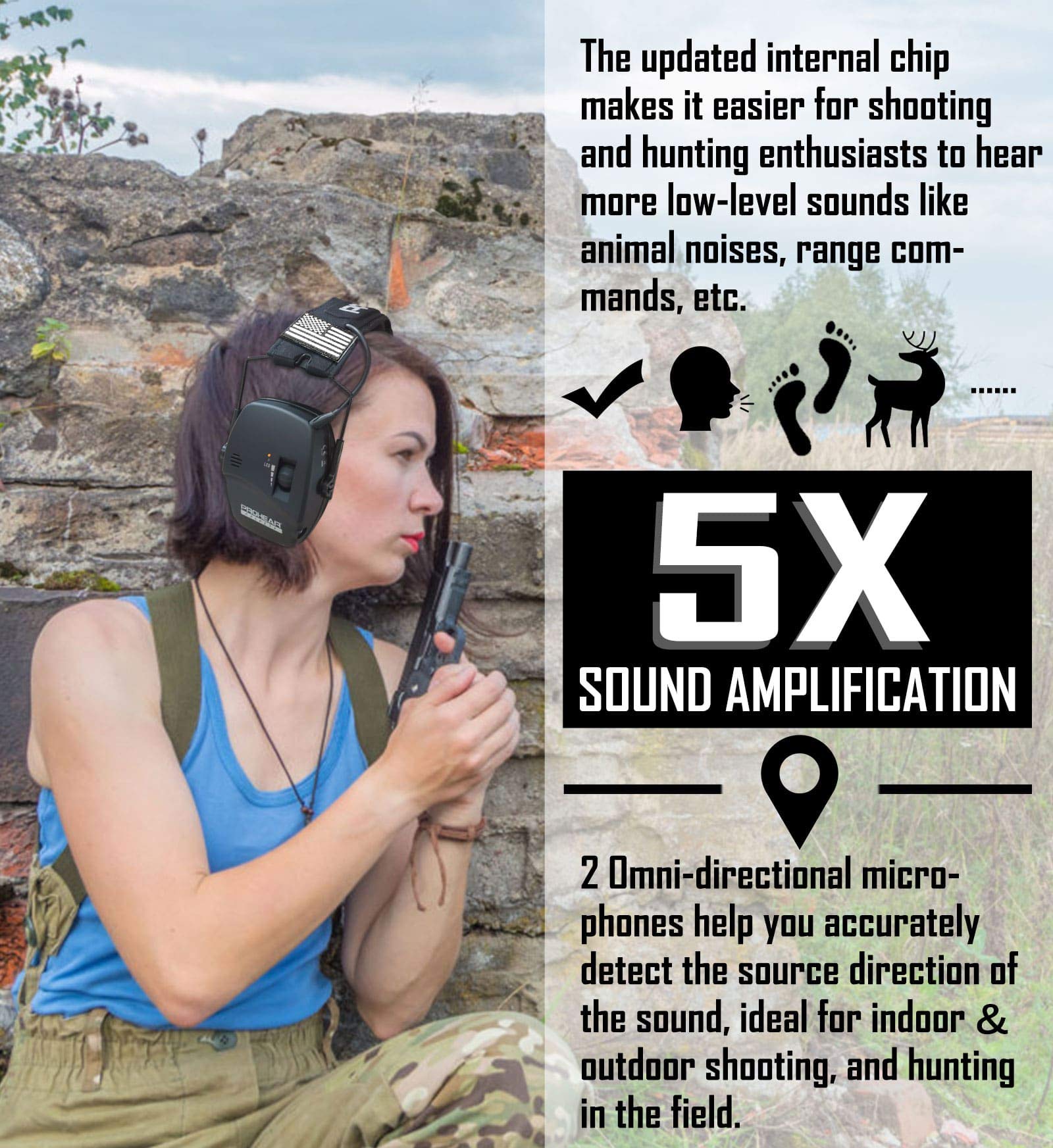 PROHEAR 030 Bluetooth 5.0 Electronic Shooting Muffs Digital Electronic Shooting Ear Protection