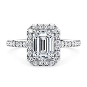 Blocaci Engagement Ring 2 CT Moissanite Halo Emerald Cut Engagement Rings for Women 10k 14k 18k White Gold Rose Gold Yellow Gold Free Engraving Style 1