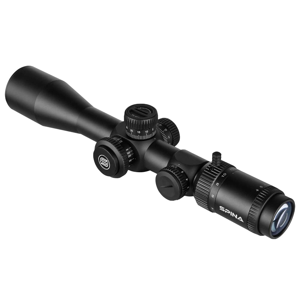 SPINA OPTICS 4-16x44 FFP First Focal Plane Riflescopes with Mil-dot Reticle and Parallax Adjustment, Waterproof, Fogproof Black Rifle Scope, 30mm Tube (with 11mm mounts)