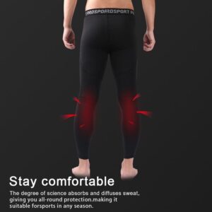 Blaward Basketball Compression Pants with Knee Pads for Men, Workout Running Tights Leggings Sports Athletic Baselayer Black