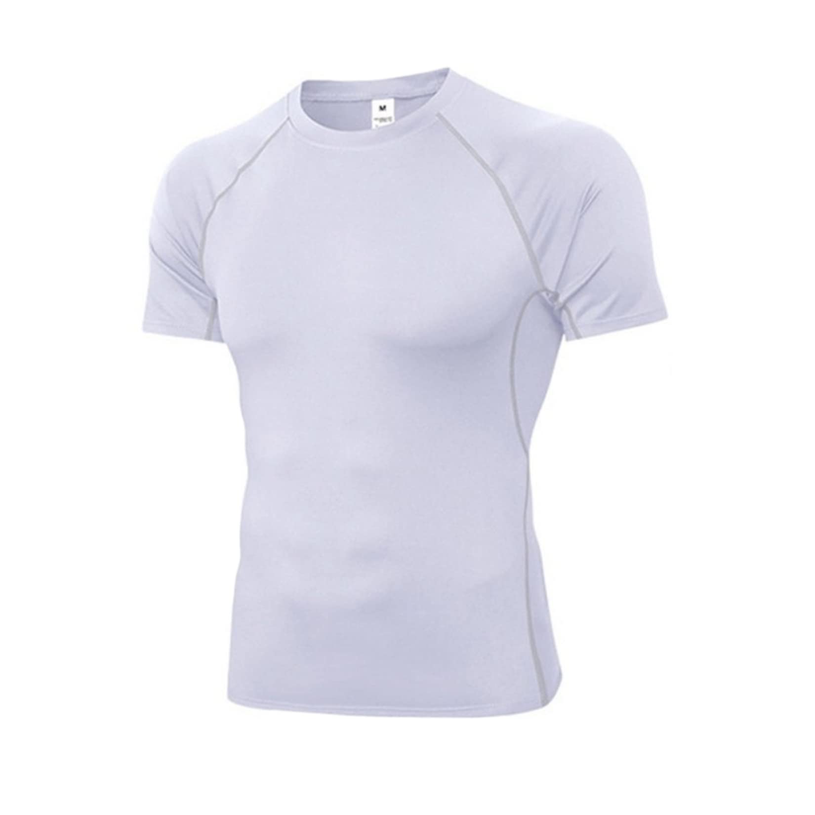 Mens Compression Shirts Running T-shirt Breathable Sport Shirts Short Sleeve Compression Shirt Tights Quick Dry Tee White XL