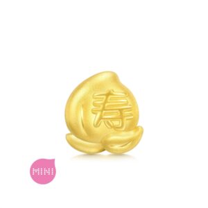 CHOW SANG SANG 999 24K Solid Gold Mini Charm Longevity Peach Charm Blessing Bracelet for Women and Men 93772C