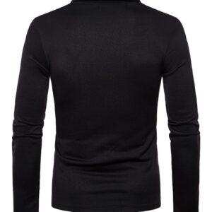 Men's Turtleneck Top Slim Fit Solid Base Thin Sweater Casual Long Sleeve Underwear Tops Male Cozy Blouse T-Shirt Black