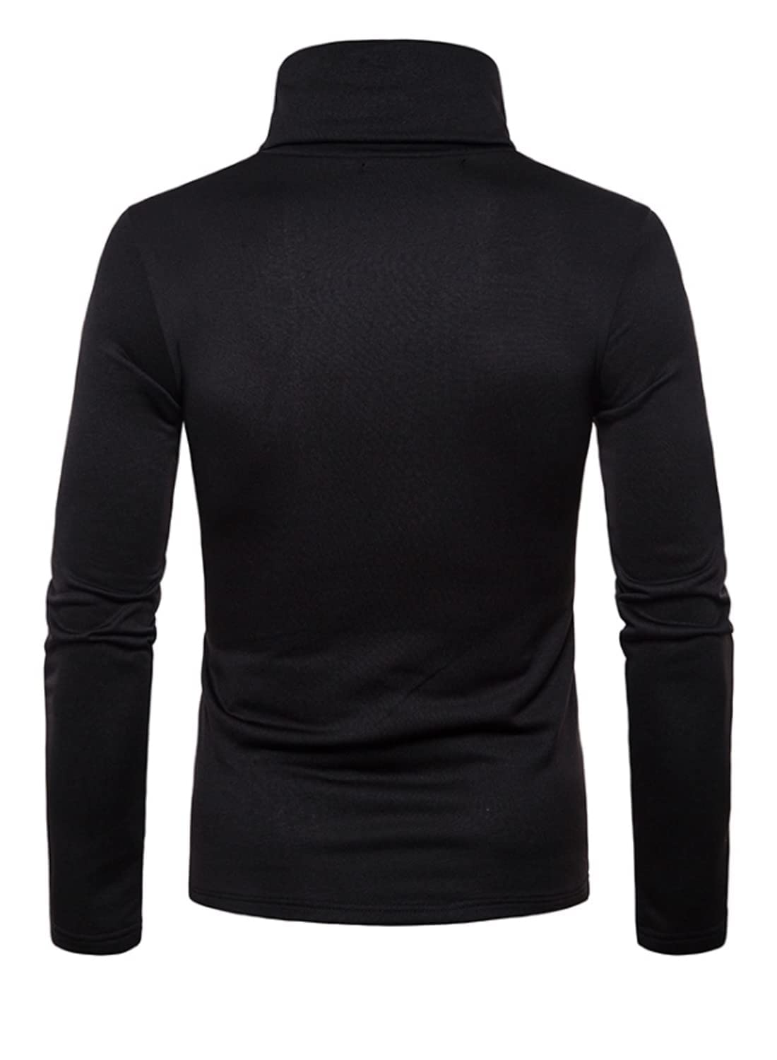 Men's Turtleneck Top Slim Fit Solid Base Thin Sweater Casual Long Sleeve Underwear Tops Male Cozy Blouse T-Shirt Black