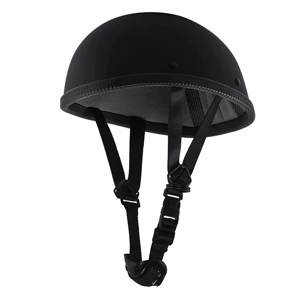 Beanie Motorcycle Half Helmets, Ultra-Thin Breathable Moped Open Face Helmet for Men Women, Low Profile Skull Cap Novelty Small Helmet DOT Approved for Scooter Cruiser Chopper -Matte Black-M