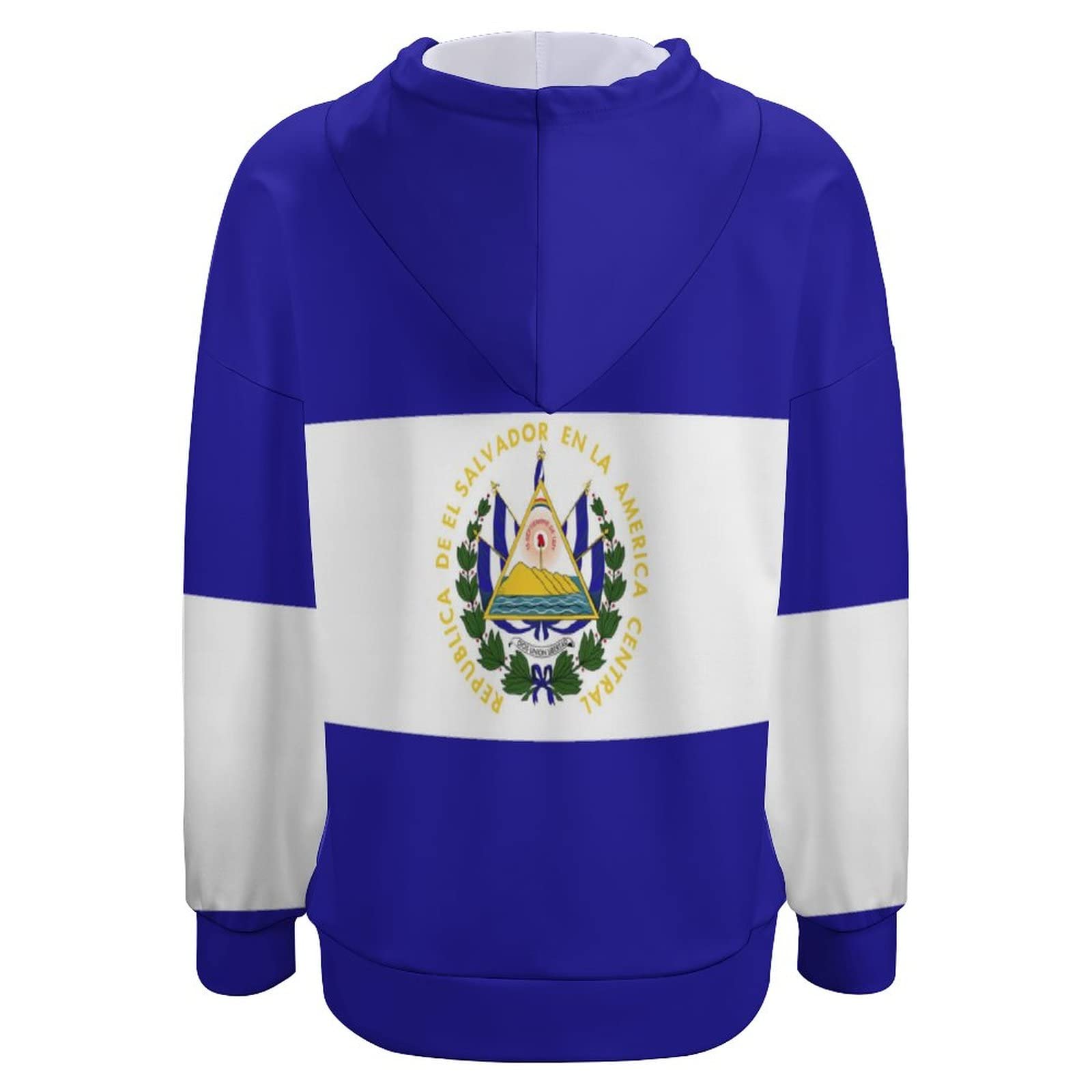 TAIZIYEAH Women's Long Sleeve Drop Shoulder El Salvador Flag Popular Cute Drawstring Hoodie Sweatshirt Womens Tops M