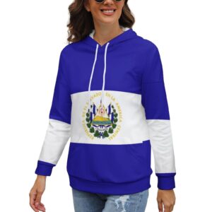 taiziyeah women's long sleeve drop shoulder el salvador flag popular cute drawstring hoodie sweatshirt womens tops m