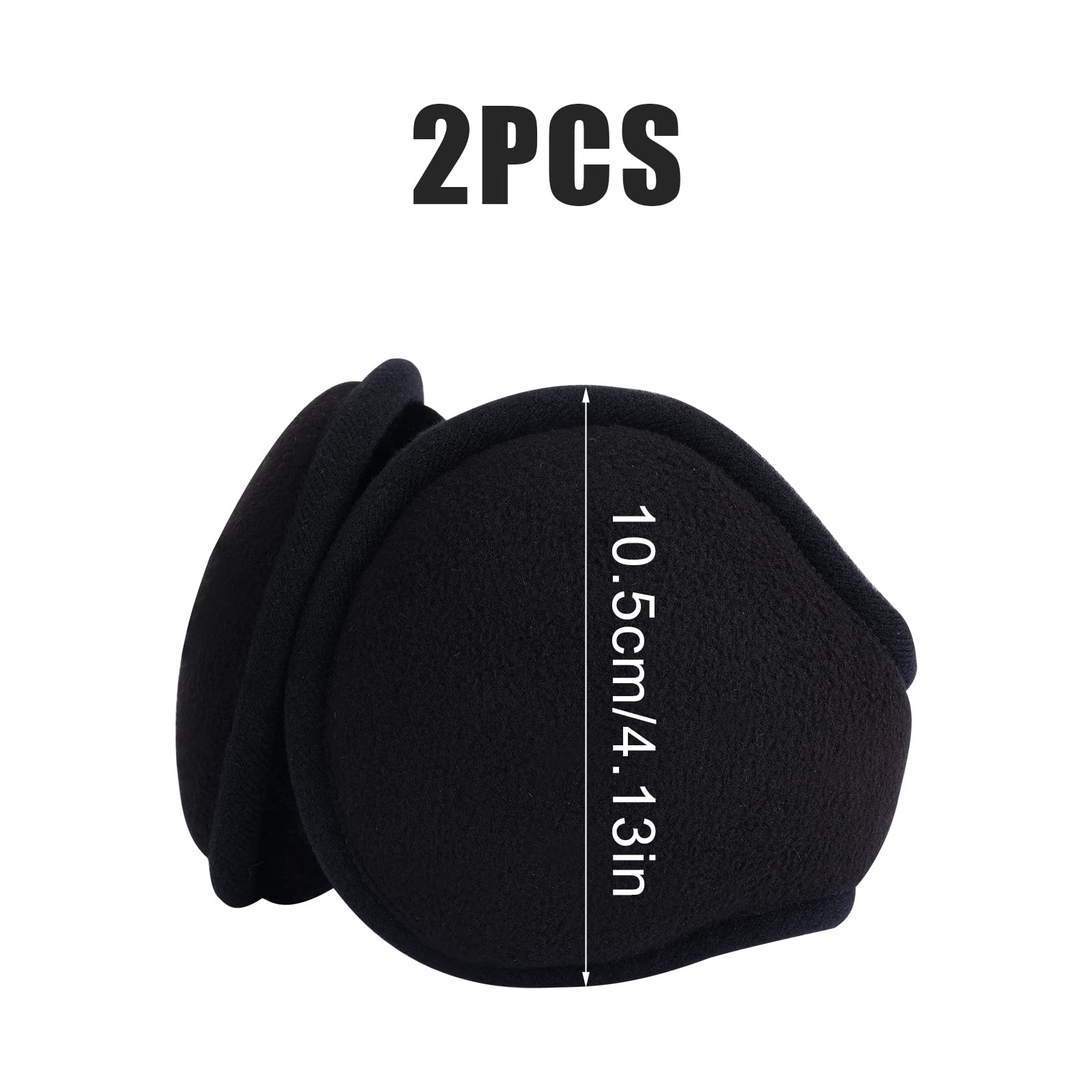 2pcs Winter Earmuffs, Fleece Unisex Foldable Ear Warmers Behind-The-Head Ear Muffs Winter Warm Ear Covers for Cold Weather Winter Outdoor Women Men (Black; Dark Blue)