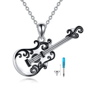 crmad urn necklace ash for guitar sterling silver music jewelry for ashes memorial necklace keepsake music jewelry (urn)