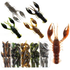 Gefischtter 40 Pcs Crawfish Lure Soft Plastic Worms Fishing Lures Bass Fishing Baits Lures Soft Crawfish Crawdad Bait Kit