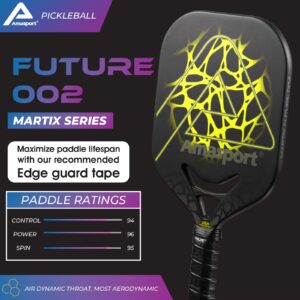 Matrix Pickleball Paddle Future 002- Graphite Textured Surface - Diamond Cutting Air Dynamic Throat Pickleball Standard Rackets Shape with Blend of Power and Control