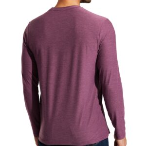 MIER Men's Soft Long Sleeve T Shirts for Workout, Running, Gym, Casual, Athletic Crew Neck Lightweight Dry Fit T-Shirts, Plum Heather, L