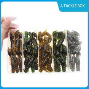 Gefischtter 40 Pcs Crawfish Lure Soft Plastic Worms Fishing Lures Bass Fishing Baits Lures Soft Crawfish Crawdad Bait Kit