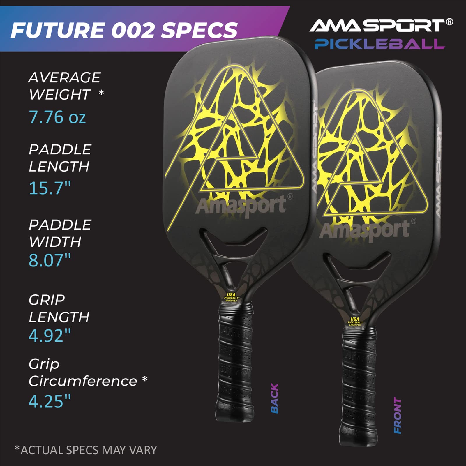 Matrix Pickleball Paddle Future 002- Graphite Textured Surface - Diamond Cutting Air Dynamic Throat Pickleball Standard Rackets Shape with Blend of Power and Control