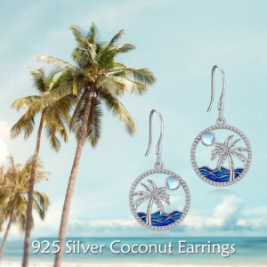 CRMAD Beach Tree Earrings Moonstone Sterling Silver Jewelry for Women(Tree)