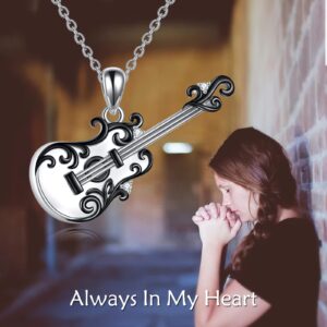 CRMAD Urn Necklace Ash for Guitar Sterling Silver Music Jewelry for Ashes Memorial Necklace Keepsake Music Jewelry (urn)