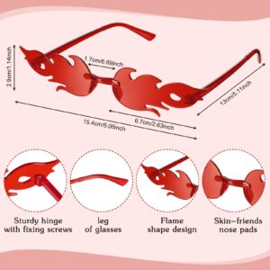 EBOOT 24 Pairs Fire Flame Sunglasses Bulk Women Rimless Fire Sunglasses Novelty Party Sunglasses for Women Men Party Accessories (8 Color)