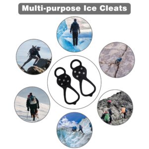 WBCBEC 2 Pairs Non Slip Gripper Spike Ice Traction Cleats Walk Traction Cleat Ice Snow Grips for Shoes, Boot with 5 Steel Studs Crampons