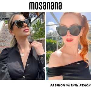 mosanana Oversized Round Cat Eye Sunglasses for Women Trendy Black Big Large Cool Cute Fashion Chunky Funky Stylish Aesthetic Mantis