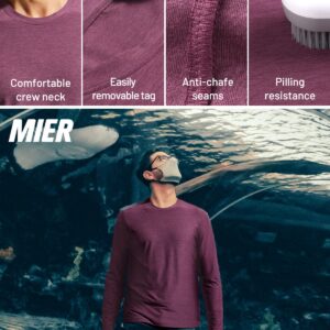 MIER Men's Soft Long Sleeve T Shirts for Workout, Running, Gym, Casual, Athletic Crew Neck Lightweight Dry Fit T-Shirts, Plum Heather, L