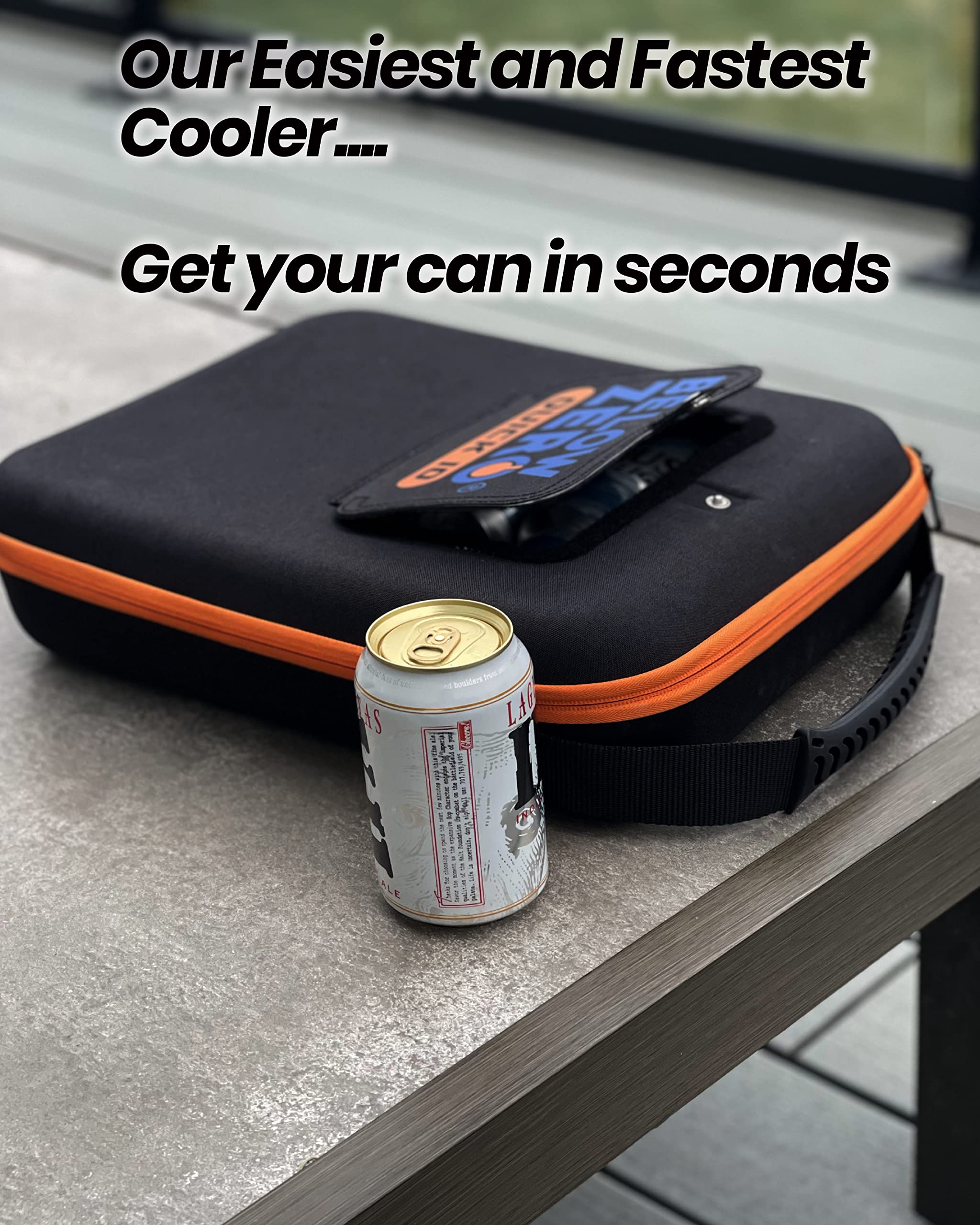 Quick 10 Insulated Carrying Case Cooler Bag for Beers, Wine and Beach - Open Flap to Quick Access 10 Cans - Includes Large Below Zero Gel ICE Pack Cools for 24 Hours - Perfect for Drinks, Beverages