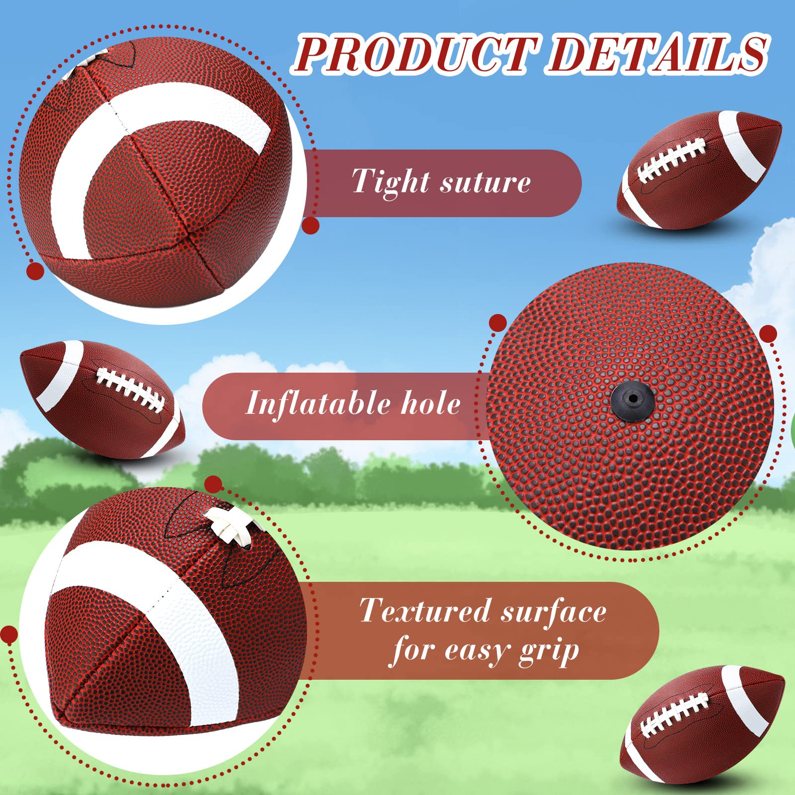 Jerify 20 Pack Composite Leather Footballs Bulk Official Size 6 Footballs Inflatable Football with Pump Indoor Outdoor Footballs Bulk Water Footballs for Kids Adults Training and Recreational Play