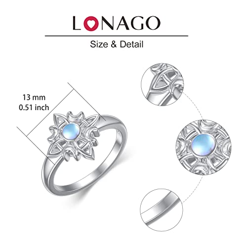 LONAGO Witches Knot Moonstone Ring 925 Sterling Silver Wicca Moon Irish Celtic Band Ring Jewelry Gifts for Women (7)