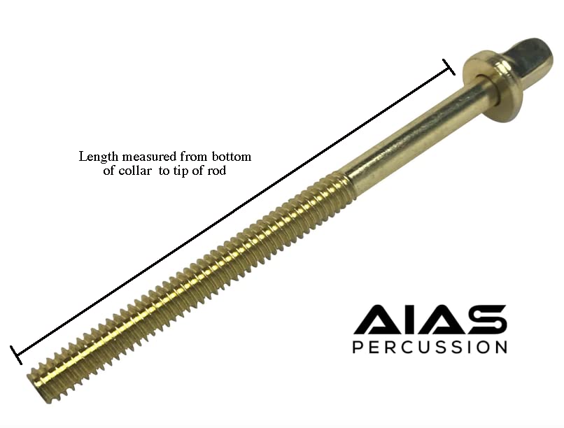 AIAS Brass Plated Tension Rods for Drums - (2 inch) - 12 Pack