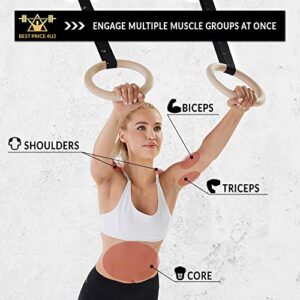 Bestprice4U2 Gymnastic Rings with Adjustable Straps - Fitness Rings - Calisthenics Ring for Full Body Workout - Incl. Anti-Slip Grip Tape & Carry Bag