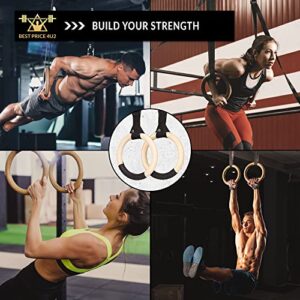 Bestprice4U2 Gymnastic Rings with Adjustable Straps - Fitness Rings - Calisthenics Ring for Full Body Workout - Incl. Anti-Slip Grip Tape & Carry Bag