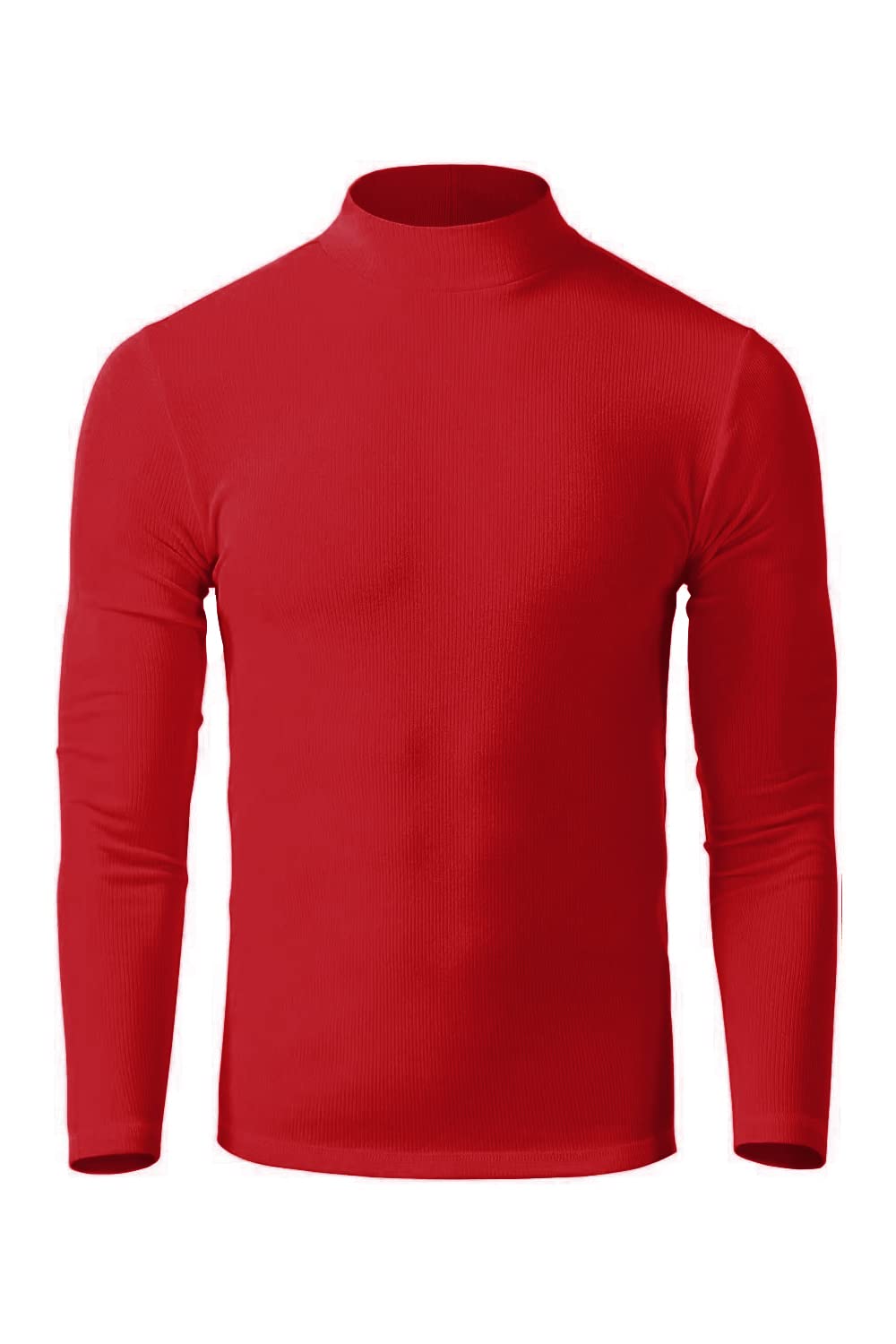 Mock Turtleneck for Men Thermal(Red,XL)