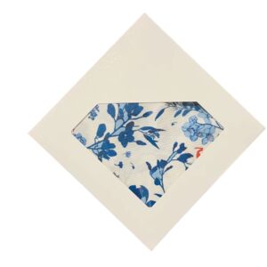 Handkerchief, men's pocket, silk square scarf, blue flower and bird pattern, oriental art