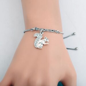 UJIMS Squirrel Gift Squirrel Lover Bracelet with Inspirational Message Card Animal Lover Gift for Women Best Friend (Squirrel Bracelet Card)