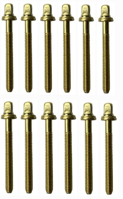 AIAS Brass Plated Tension Rods for Drums - (2 inch) - 12 Pack