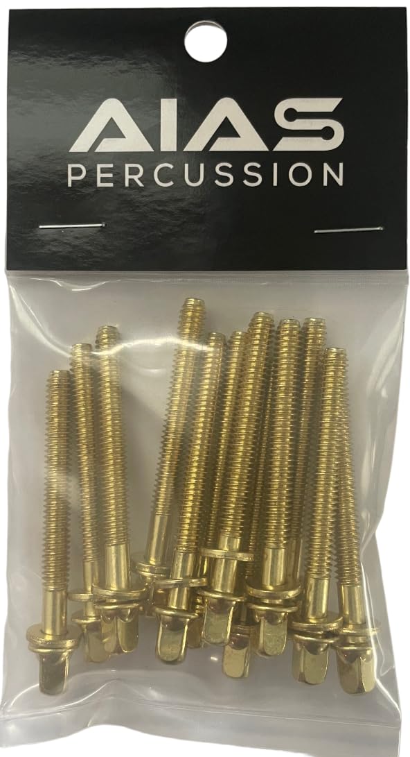 AIAS Brass Plated Tension Rods for Drums - (2 inch) - 12 Pack