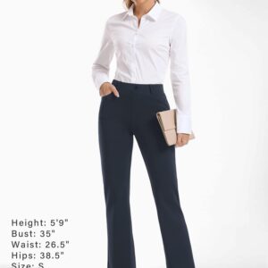 Stelle Women 28"/30"/ 32" Bootcut Dress Pants Business Casual Work Pants with Pockets Pull On Regular Slacks for Office (30" Navy, Medium)