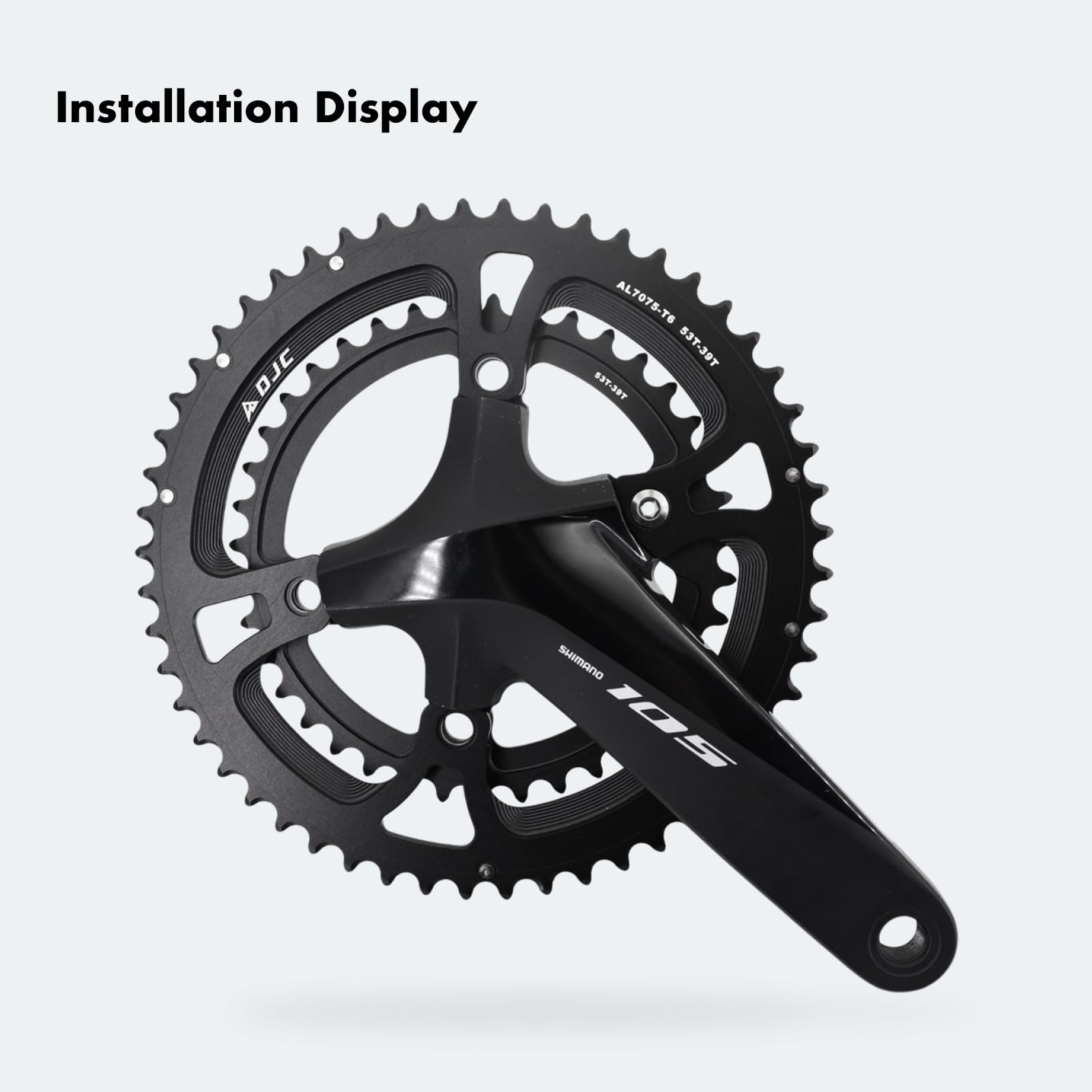 DJC Road Bike Chainring 110BCD 4 Arms Round 2X Chainring Double 52t 36t for Shimano 4700 5800 6800 9000 R7000 R8000 R9100 (Round 52-36T)