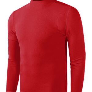 Mock Turtleneck for Men Thermal(Red,XL)