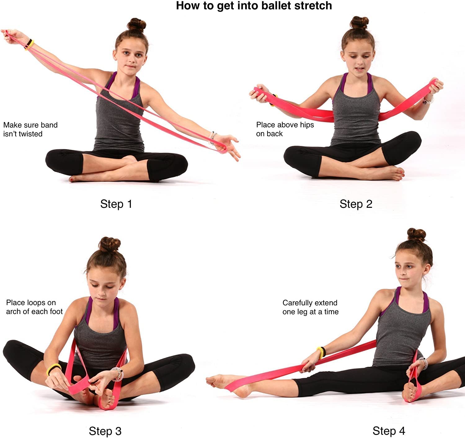 Ballet Stretch Band for Dance, Gymnastics, Cheerleading, Pilates. Improves Elastic Flexibility and Enhances Daily Stretching - Designed by PS Athletic