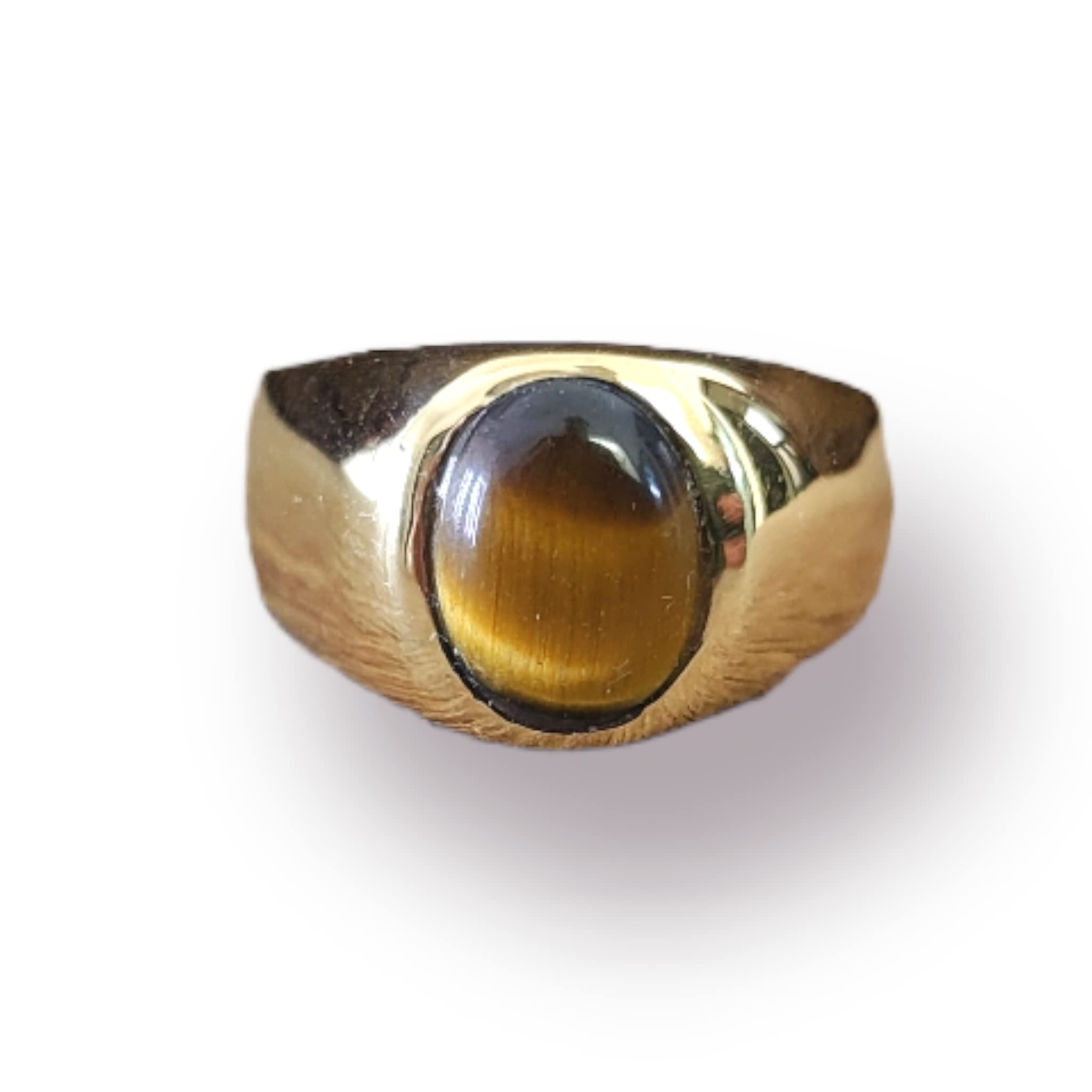 Tiger Eye Ring, Women Ring, Mens Tiger Eye Gemstone Ring, 925 Sterling Silver Ring, 22k Gold fill, Gemstone Signet Ring, Handmade Ring, Gift Ring (Yellow Gold Plated, 10.5)