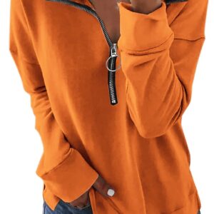 NEYOUQE womens plus size work out winter casual tunic loose fitting tops for women s dressy fall cotton collared zip up light fitted sweaters 2024 womens orange sweatshirt track suit women shirts XL