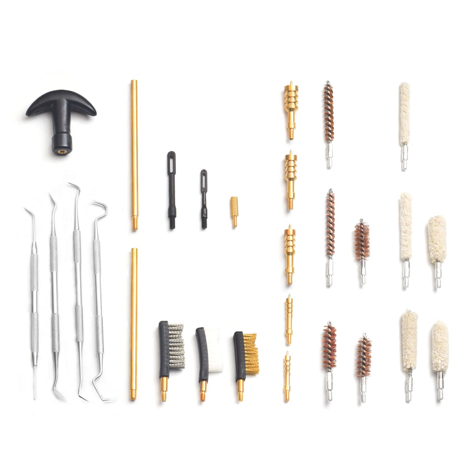 Motanar Gun Handgun Cleaning Kit for .22 .38/.357/9mm .40 .45 Caliber, Universal Pistol Gun Brush with Bronze Bore Brush, Brass Jag and Slotted Adapter