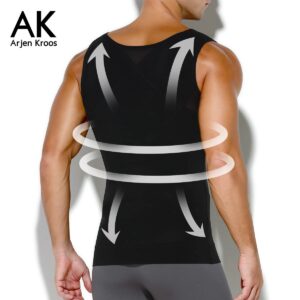 Arjen Kroos Men's Body Shaper Compression Mesh Tank Top Undershirts Shapewear,BLACK-ML4005,XXL