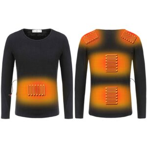 Unisex Adult USB Electric Heated Tops Tshirt Thermal Heat Zones Blouse Tees Long Sleeve Lightweight Heated Apparel