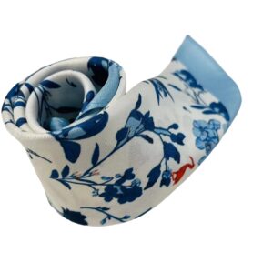 Handkerchief, men's pocket, silk square scarf, blue flower and bird pattern, oriental art