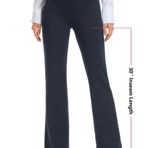 Stelle Women 28"/30"/ 32" Bootcut Dress Pants Business Casual Work Pants with Pockets Pull On Regular Slacks for Office (30" Navy, Medium)