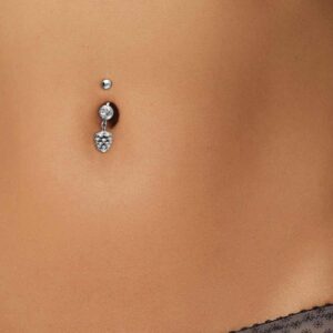 PIERCINGLINE surgical steel belly button piercing with pine cone design - Bananabell Piercing in Silver-colored