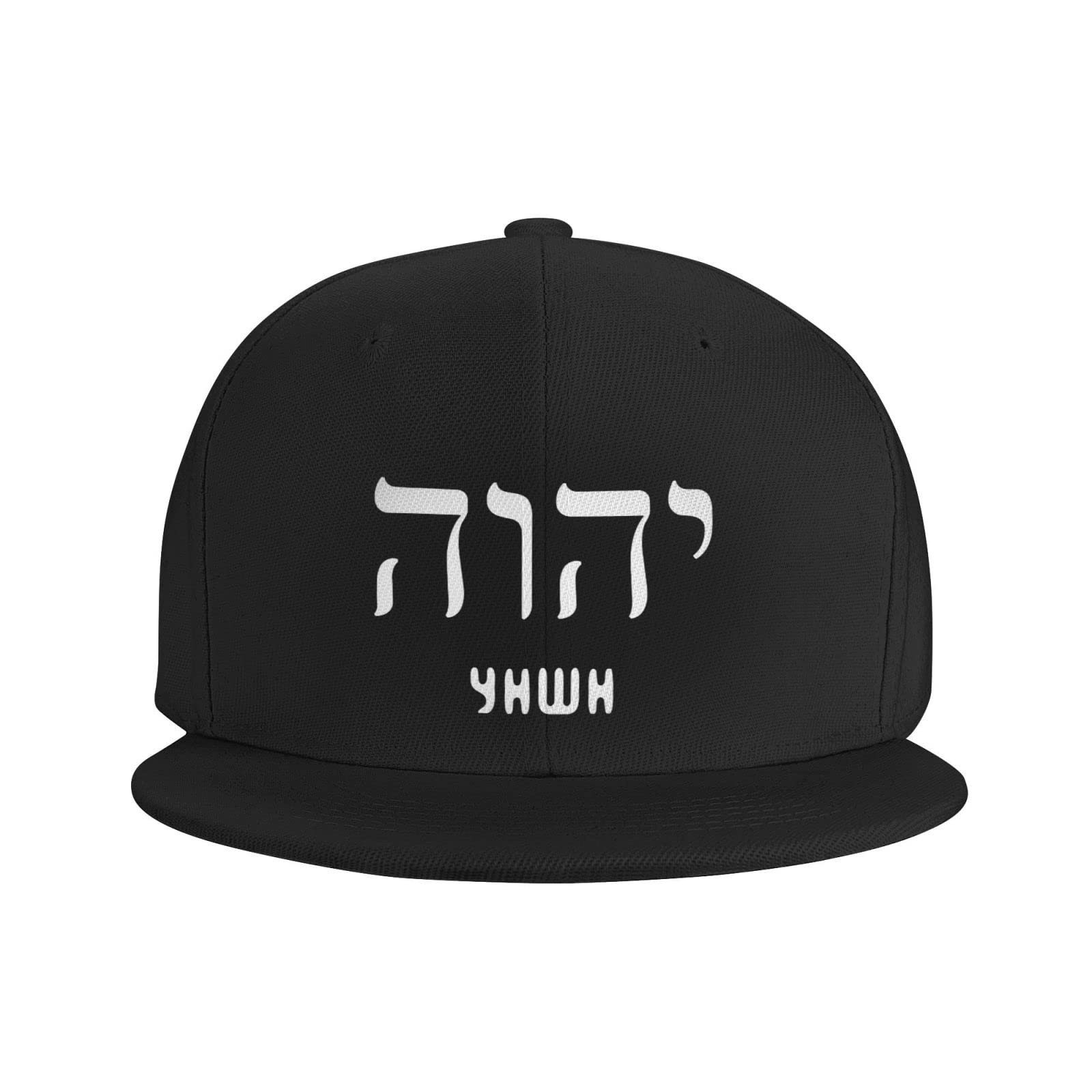 YHWH Brim High Top Black Baseball Cap Adjustable Trucker Hats for Sport Travel